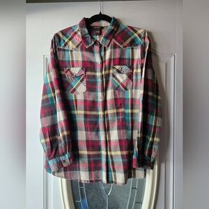 Bit & Bridle Womens Western Red and Green Plaid Shirt- XLarge